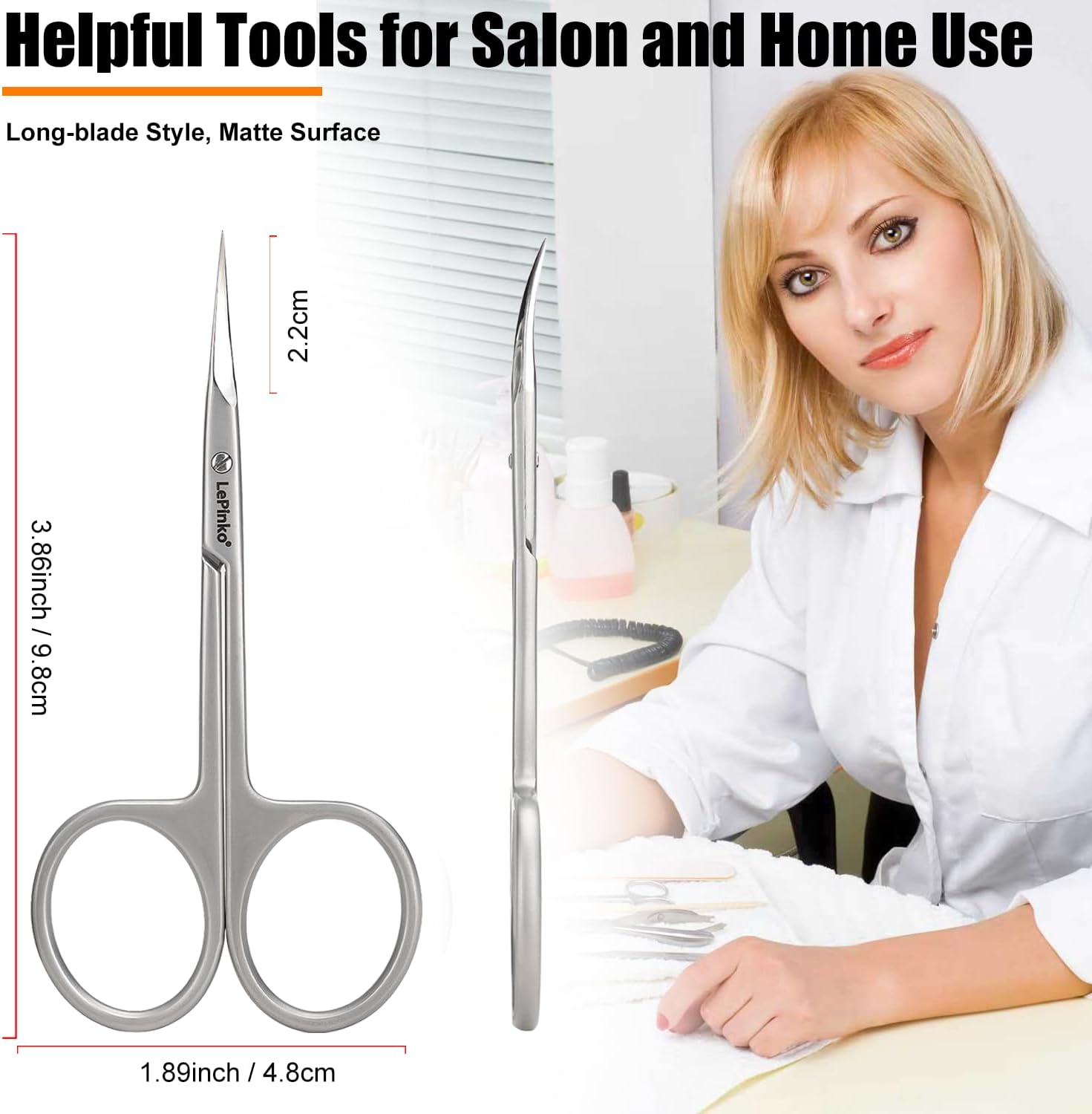 LePinko Professional Cuticle Scissors, Fully Forged, Sharper and More Wear-resistant, Long Blades