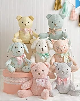 Kwik Sew K 4392 Plush Animals Sewing Pattern  Dog, Bear, Cat