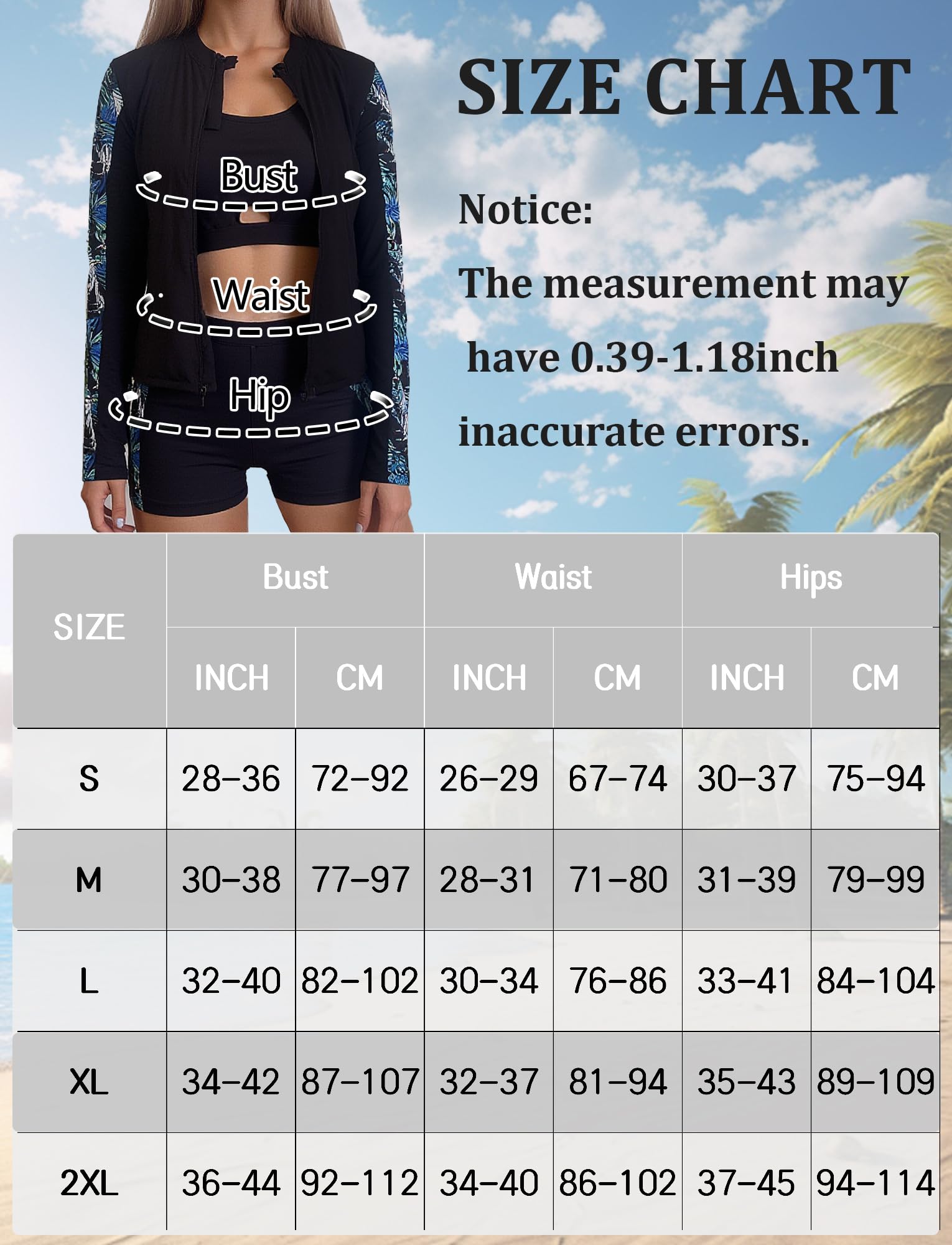 SEAUR Ensembles Rashguard pour Femmes Maillot de Bain Anti-UV avec Zip + Shorty Ensemble Maillot de Surf Plage S-XL
