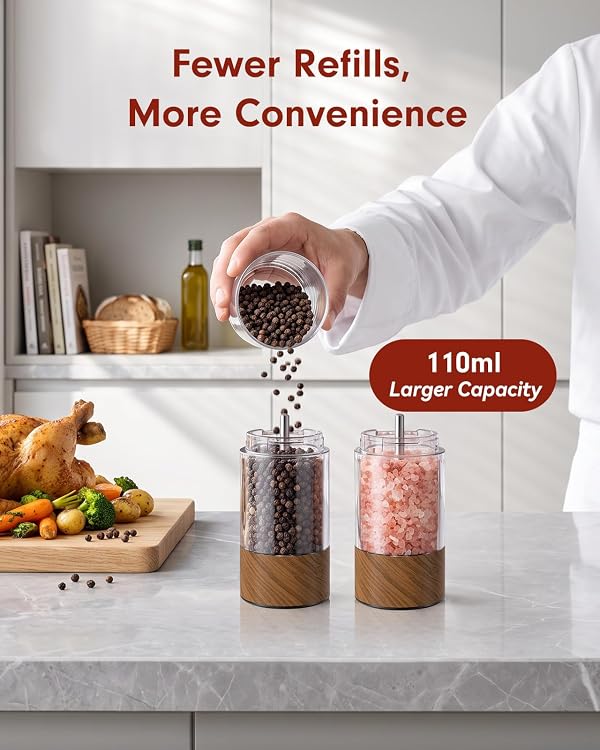 TOMEEM Larger Capacity Rechargeable Electric Salt and Pepper Grinder Set by TOMEEM - Image 6