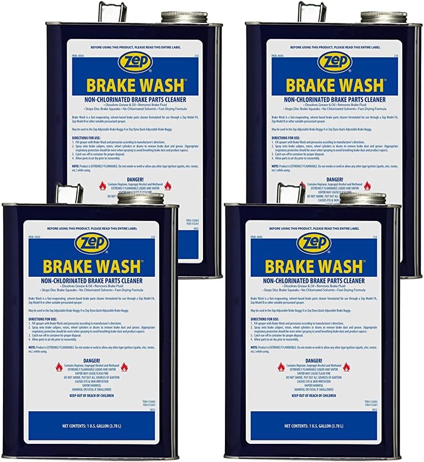 Zep Brake Wash Liquid Non-Chlorinated Parts Cleaner - 1 Gallon (Case of 4) 50524 - Fast-Acting, Non-chlorinated, Solvent Degreaser
