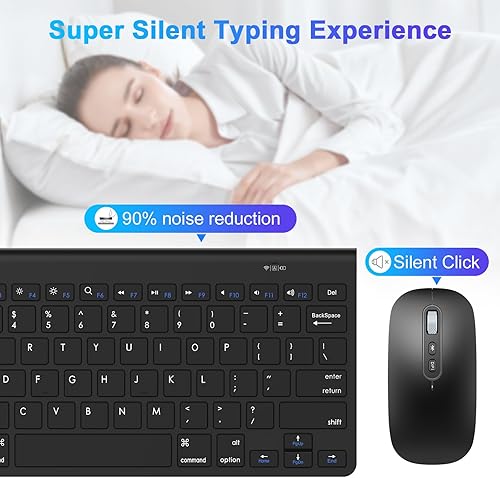 Miniatura 7 de cimetech Teclado y mouse Bluetooth para Mac, combo de teclado y mouse ultra delgado, teclado y mouse inalámbricos para Mac, MacBook ProAir, Mac
