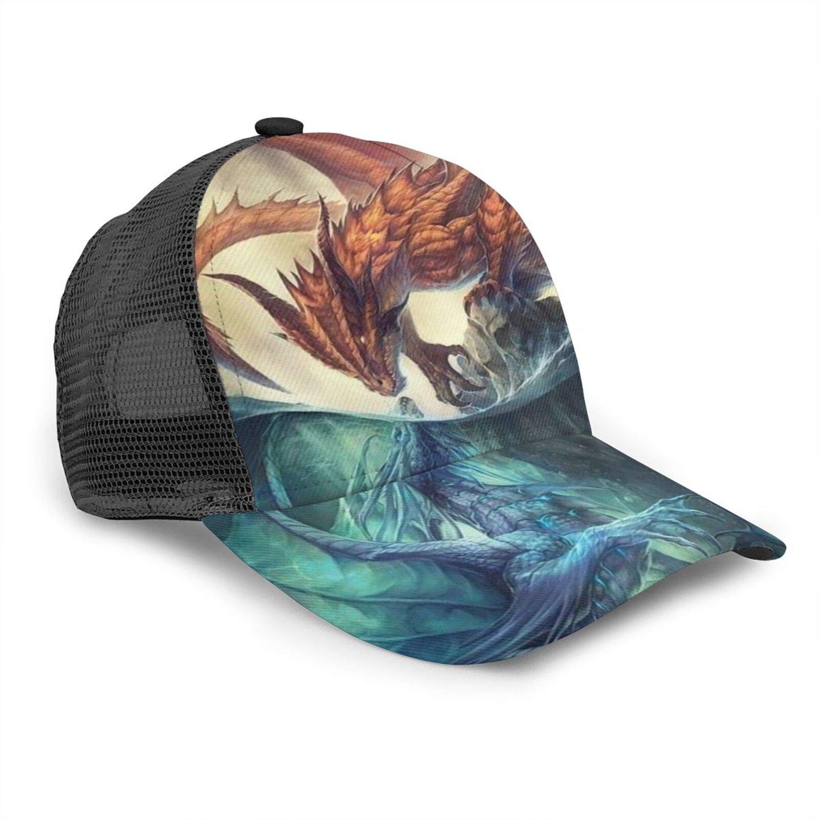 Iubbki Unisex Fire And Water Dragon Baseball Cap Men Women Kids Baseball Caps Adjustable Mesh Dad Hat Fashion Sun Hat
