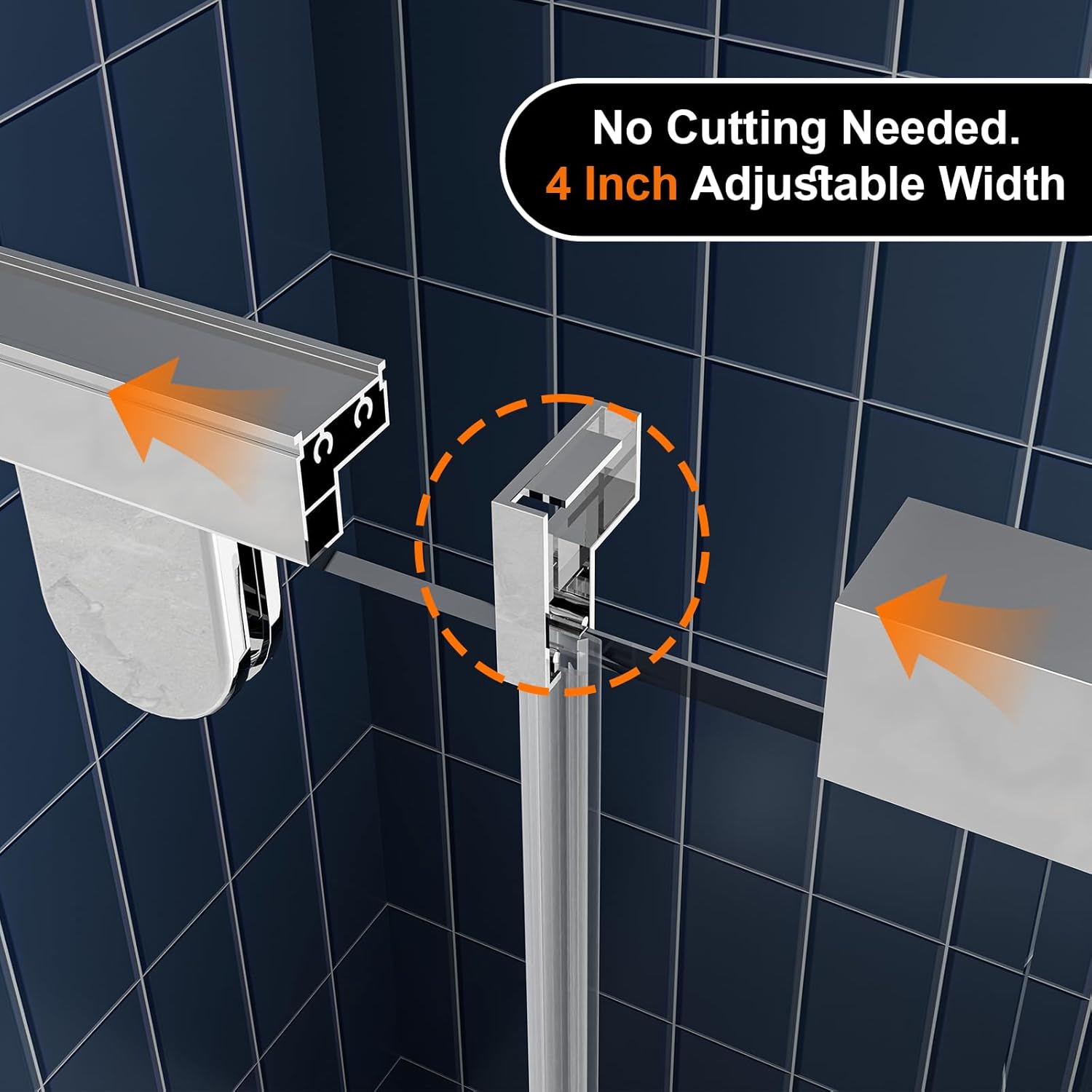 Pivot Shower Door, 48" Wx 75" H Hinged Shower Doors, 1/4" Clear SGCC Tempered Glass with Dual Nano Coating, Rectable Width（46"~50" W Swing Shower Glass Door, Easy to Clean - Bright Chrome