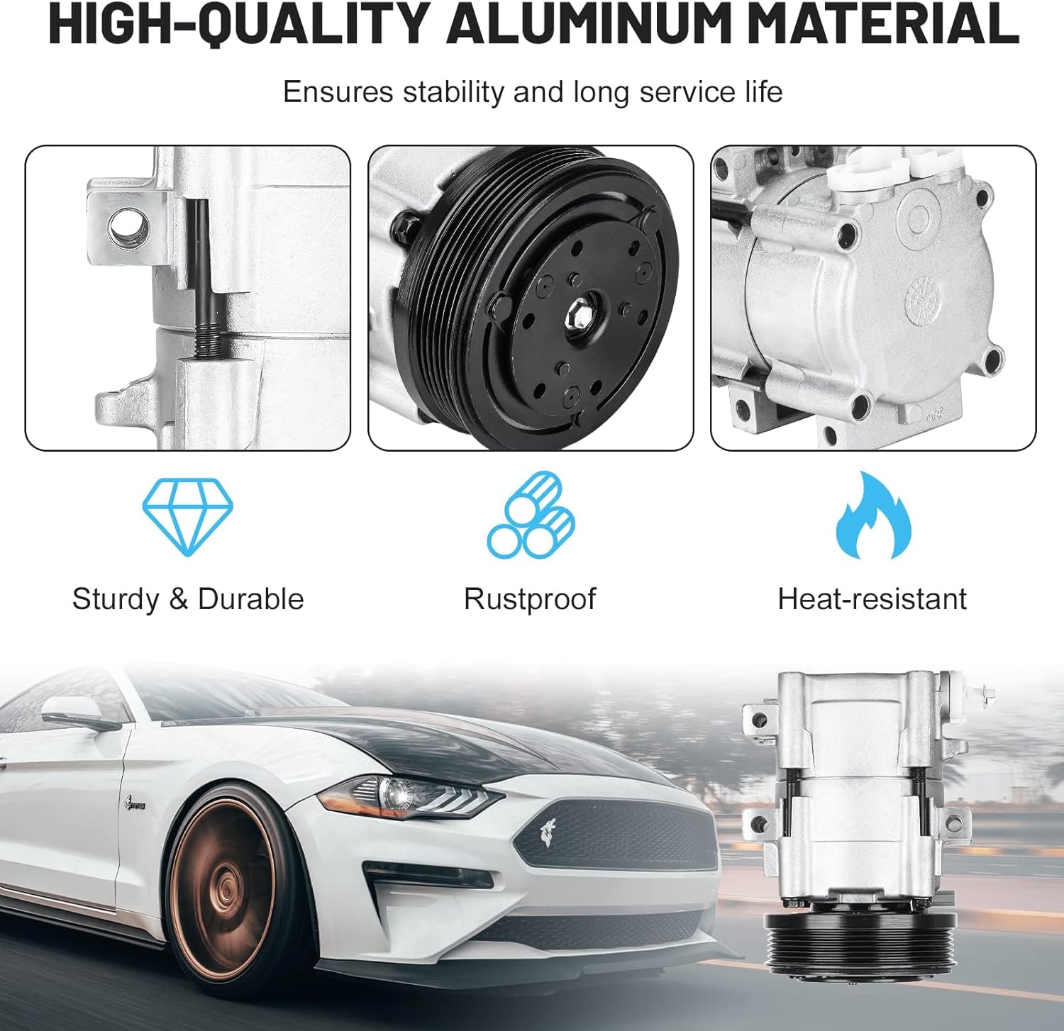 New AC Air Condition Compressor w/Clutch for Ford Contour 1995-2000 2.5L, for Contour 2000 2.0L, for Ford Escape 2001-2007 3.0L, for Mazda Tribute 2001-2006 3.0L, for CO101640C