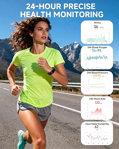 Miniatura 5 de Pulsera inteligente para hombres y mujeres, rastreador de actividad de salud, monitor de presión arterial continuafrecuencia cardíaca 247, monitor