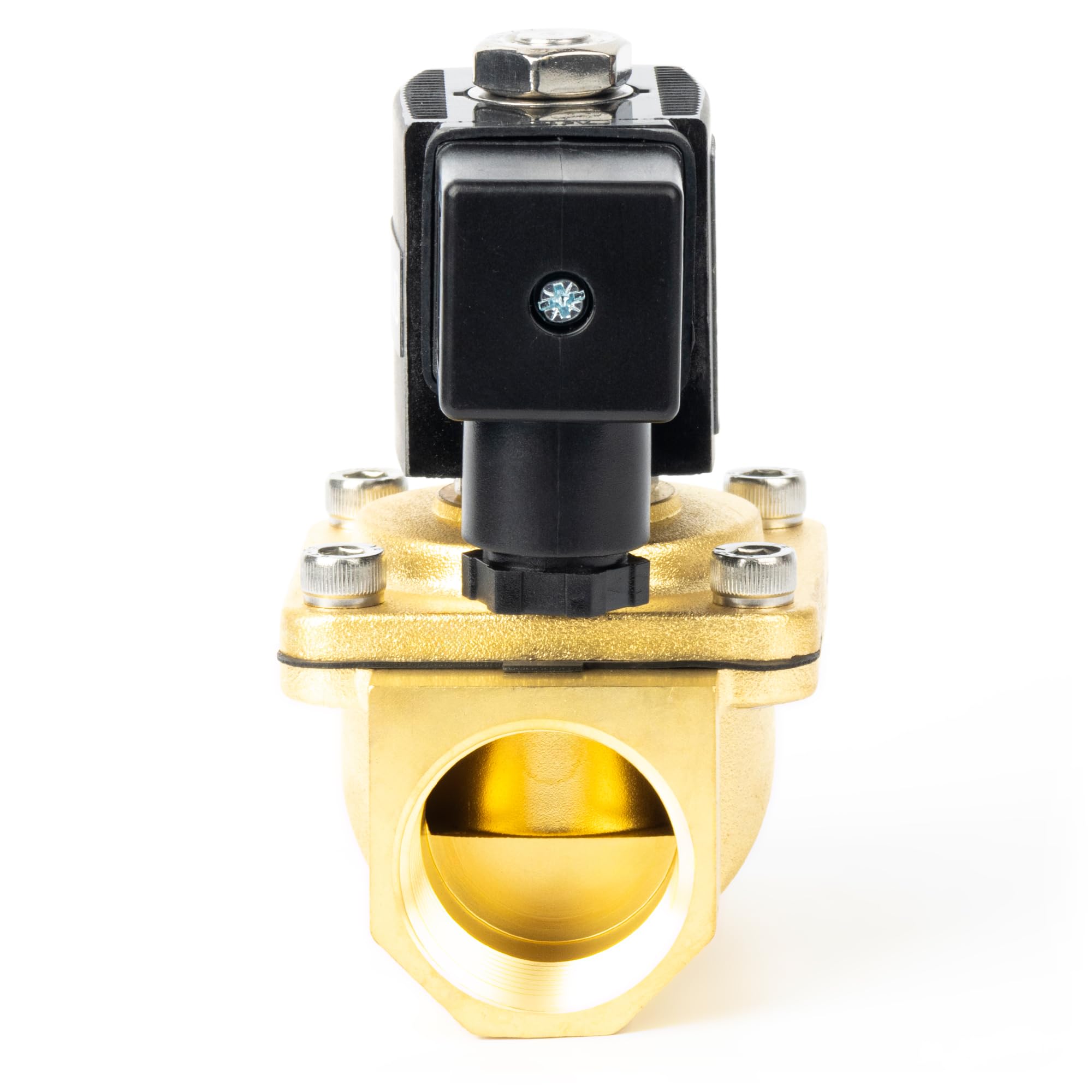 U.S. Solid Válvula solenoide de 1 pulgada, latón CC 12 V con sello Viton, normalmente cerrada, tipo caja de conexiones, rosca G
