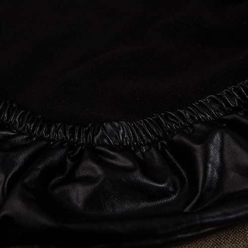 Miniatura 8 de Mengsite Dining Room Chair Covers Chair Slipcovers Elastic Stretch Removable Waterproof Pu Leather Chair Seat Protector (Black, Set of 4)