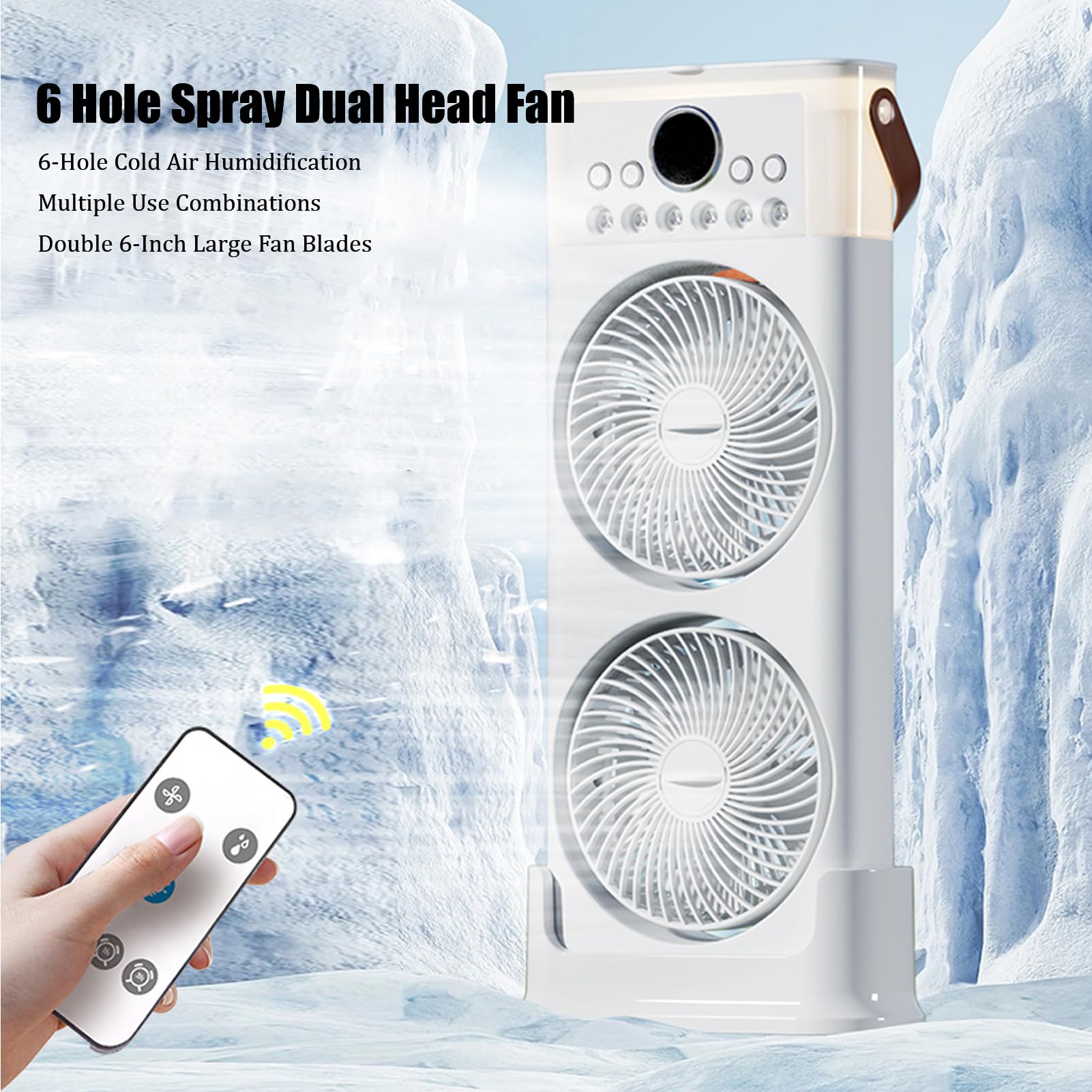 Ventilateur Brumisateur Portable Rechargeable USB 3600mah, Ventilateur USB Double Tête Portable Rotation à 360 Degrés Avec 4 Vitesses Silencieux Pour Maison, Extérieur, Bureau (White, Desk)