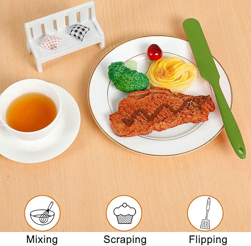 Miniatura 6 de uxcell Juego de 3 espátulas de silicona resistentes al calor, anti-arañazos, espátulas antiadherentes para hornear raspado, color verde