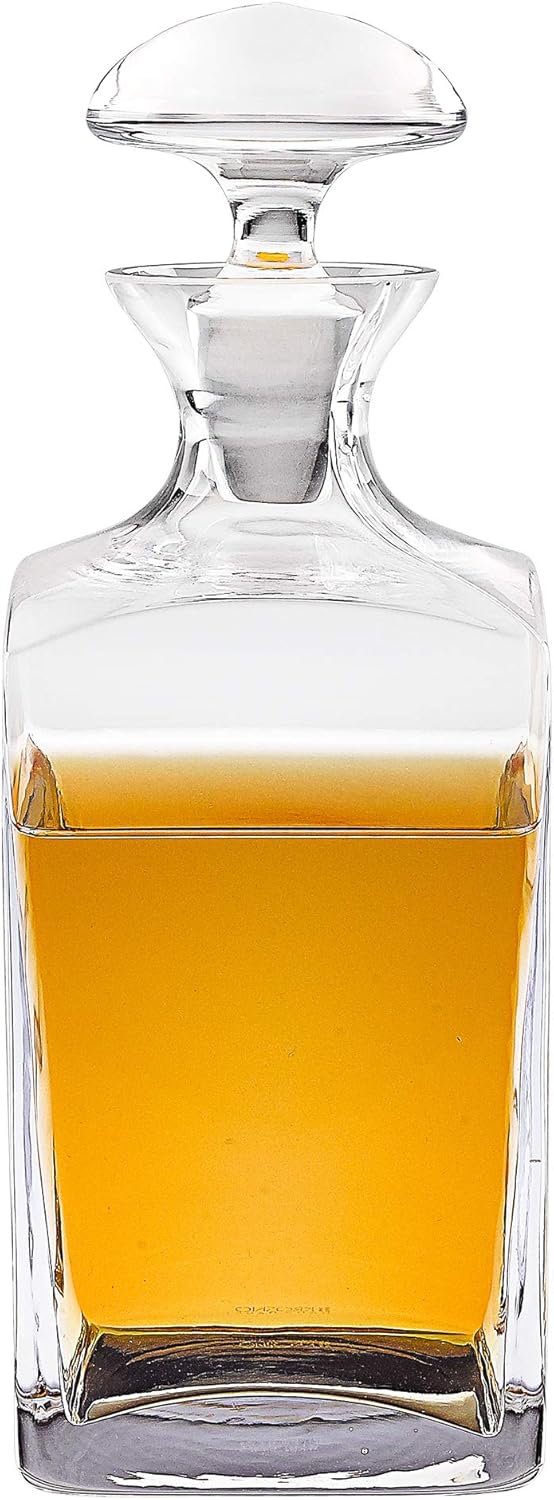 Exclusive Discount 70% Price Badash Kensington Collection Crystal Decanter - 28-Ounce Lead-Free Crystal Whiskey, Scotch or Bourbon Decanter with Stopper - European Handcrafted Barware