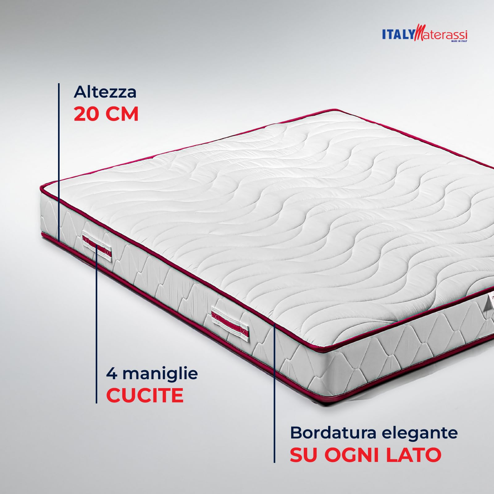 ITALYMATERASSI Materasso Singolo MEMNATURE 90x200 cm in Memory Foam, Alto 20 cm, Antiacaro e Antibatterico, Dispositivo Medico Detraibile, Made in Italy