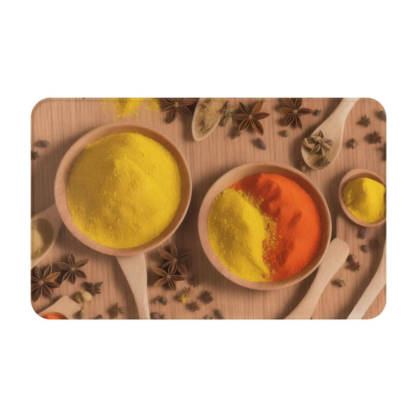 Various Seasonings Printed Patterns Print Living Room Bathroom Kitchen Anti Slip and Absorbent Carpet, Indoor Entrance Door Muddy Floor Mat, Ultra Soft Washable Carpet 21x31.5 Inches