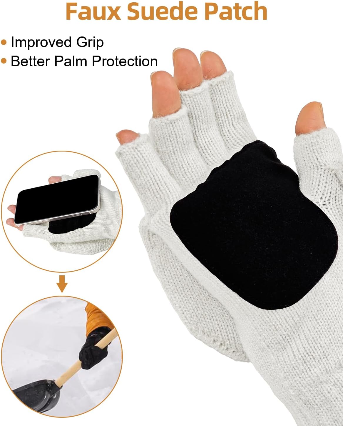 Convertible Flip Winter Fingerless Glove for Men Women, Mittens with Flip Thumbtop & Magnetic Button Closure Gift - Image 4