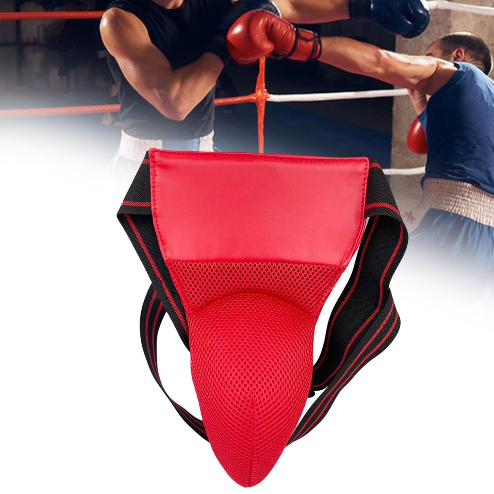 kowaku Taekwondo Groin Guard Crotch Protector Practical Jockstrap Boxing Groin Protector for Karate MMA Fighting Kickboxing Exercise, Red 72 to 104 cm