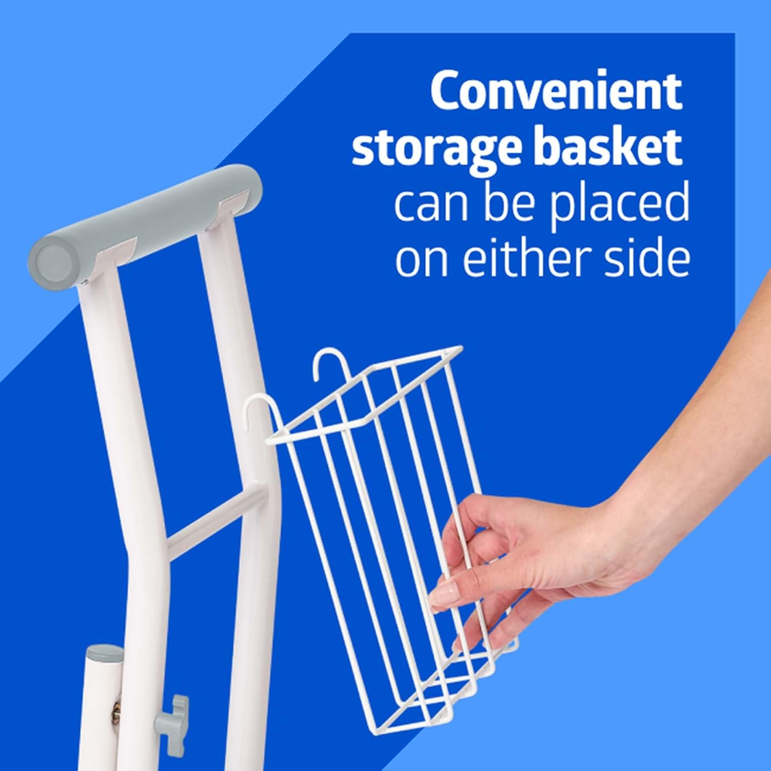 Medline Free-Standing Toilet Safety Rail for Bathroom, Toilet Seat Riser for Seniors, 26.5"-Wide Rail Base, Supports up to 300 lbs