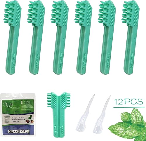 KINGSUSLAY Travel Toothbrush Kit, On The Go Card Sized Folding Feature, Ultra Portable Brushes + Picks (12Pack)