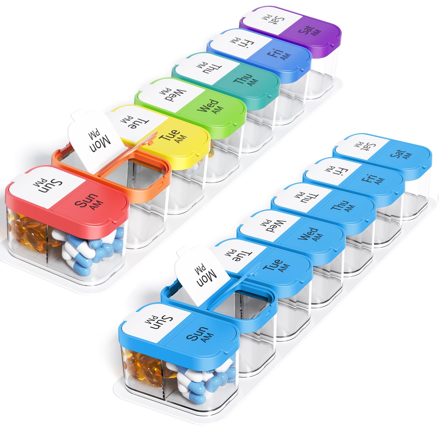 Odaro Extra Large Weekly Pill Organizer XL Pill Box 7 Day AM PM Jumbo Medicine Organizer 2 Times