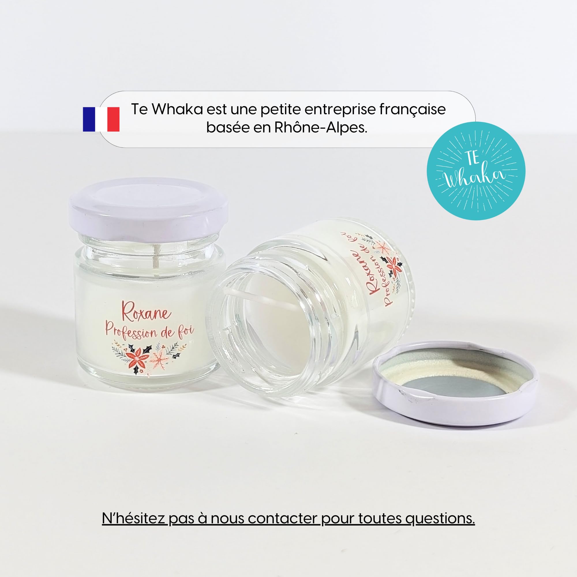 18 Bougies personnalisées | 10H - 40ML - 30GR | Cadeau invité mariage, baby-shower, baptême, communion, anniversaire - Cadeau merci | TE Whaka