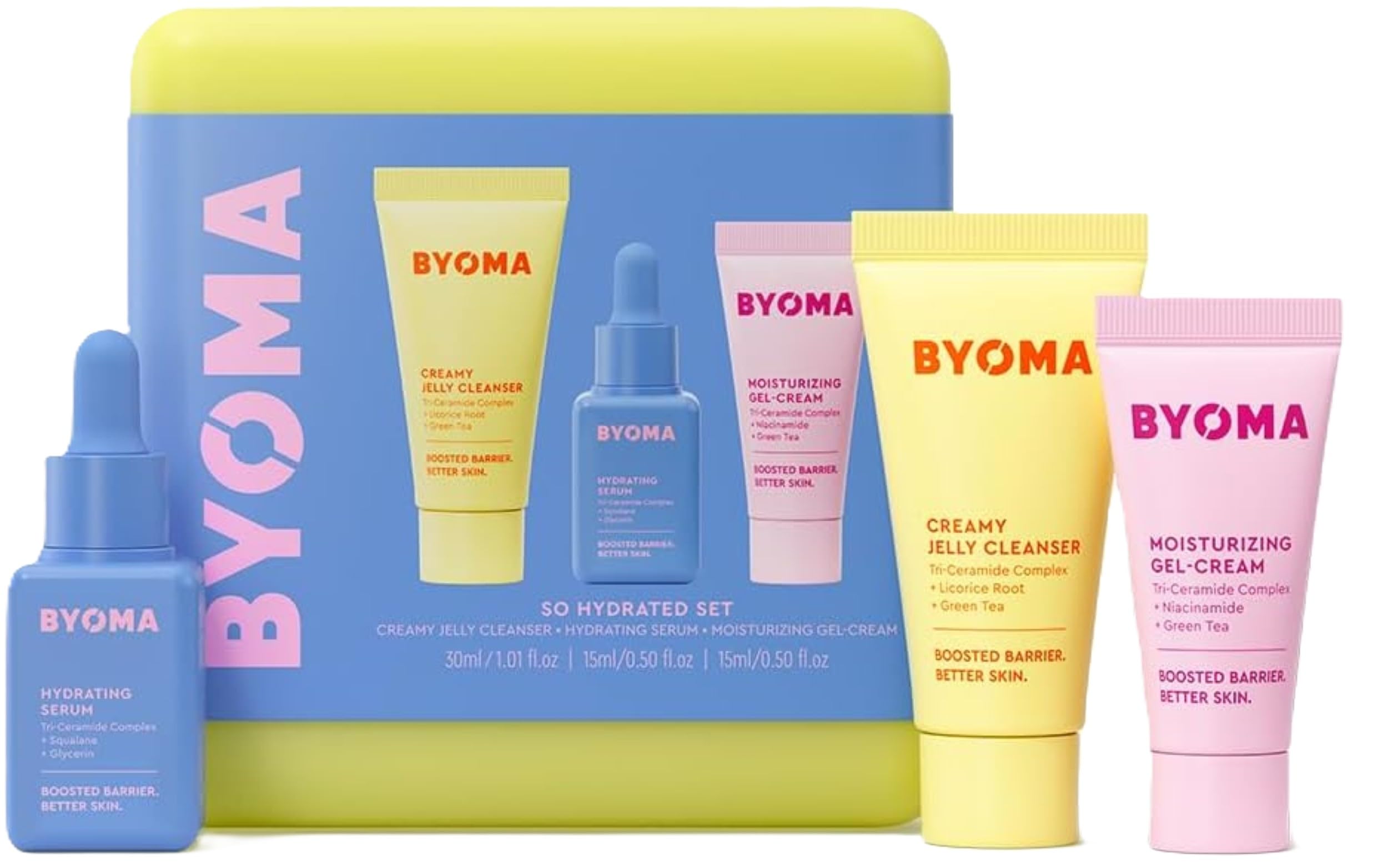 BYOMA So Hydrated Set - Barrier Repair Skincare 30 ml + 15 + 15 ml, Yellow