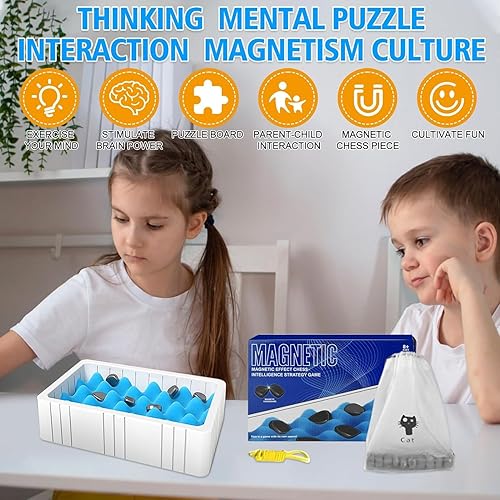 Miniatura 2 de Juego de ajedrez magnético 2024, divertido juego de ajedrez magnético mejorado con piedras, juego de ajedrez educativo familiar pensante, juego de