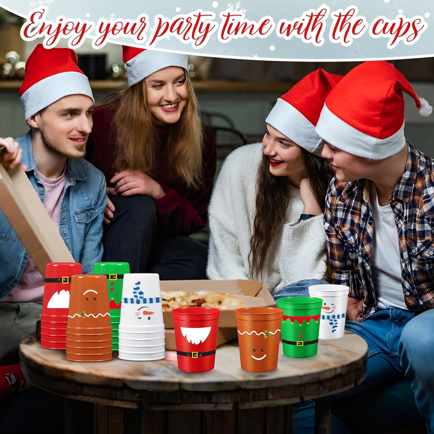 60 Pcs Christmas Cups 16 oz Reusable Christmas Plastic Tumblers Reusable Merry Xmas Coffee Stadium Cups for Hot Chocolate Beer Ice Cream Xmas New Year Holiday Party Supplies (Pattern)