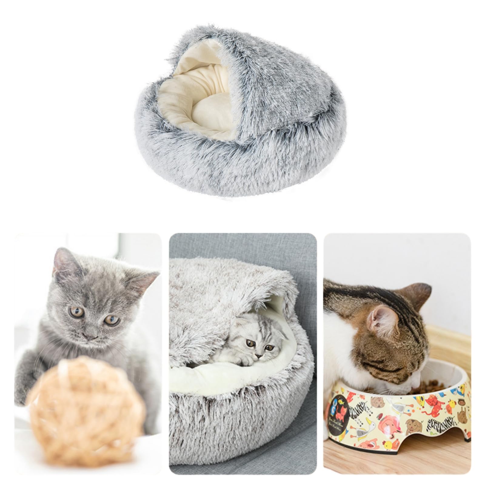 Kexpery Hundebett Donut-Form – Weiches Plüschbett Mit Hohem Rand Für Katzen & Hunde, 4 Größen