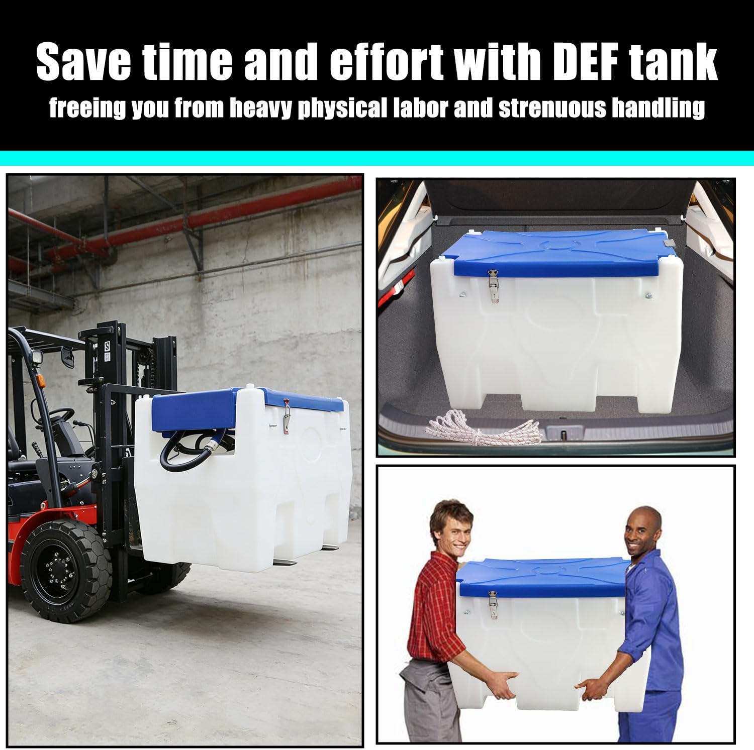 DEF Tank 58 GallonPortable DEF Transfer Tank,19.7 ft Power Cable,13ft Fuel Hose,Automatic Nozzle & Swivel,12 GPM Fast Flow Rate,12V Transfer Pump,Fit the Truck Bed