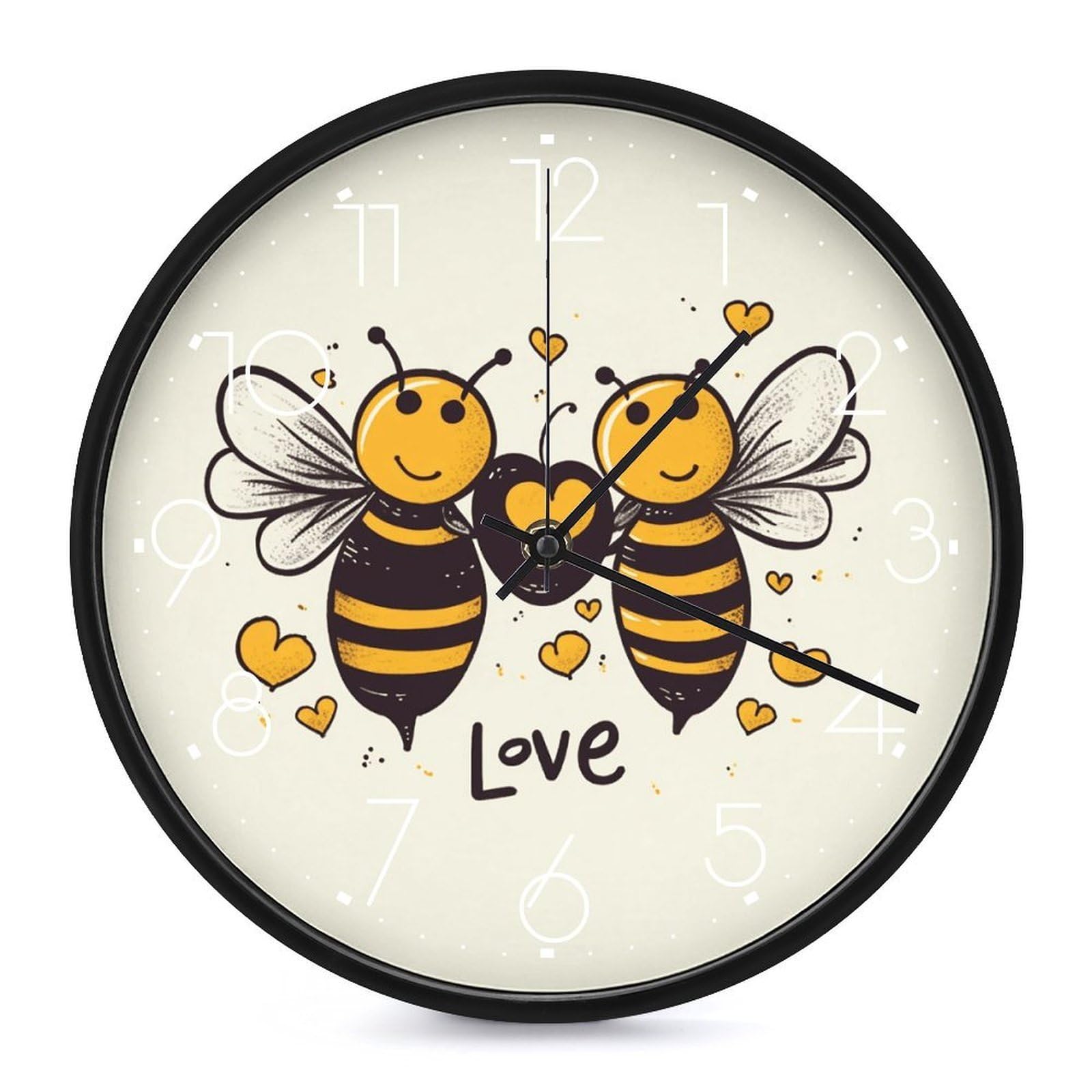 Horloge murale vintage ronde silencieuse sans tic-tac Bee Love Honeys