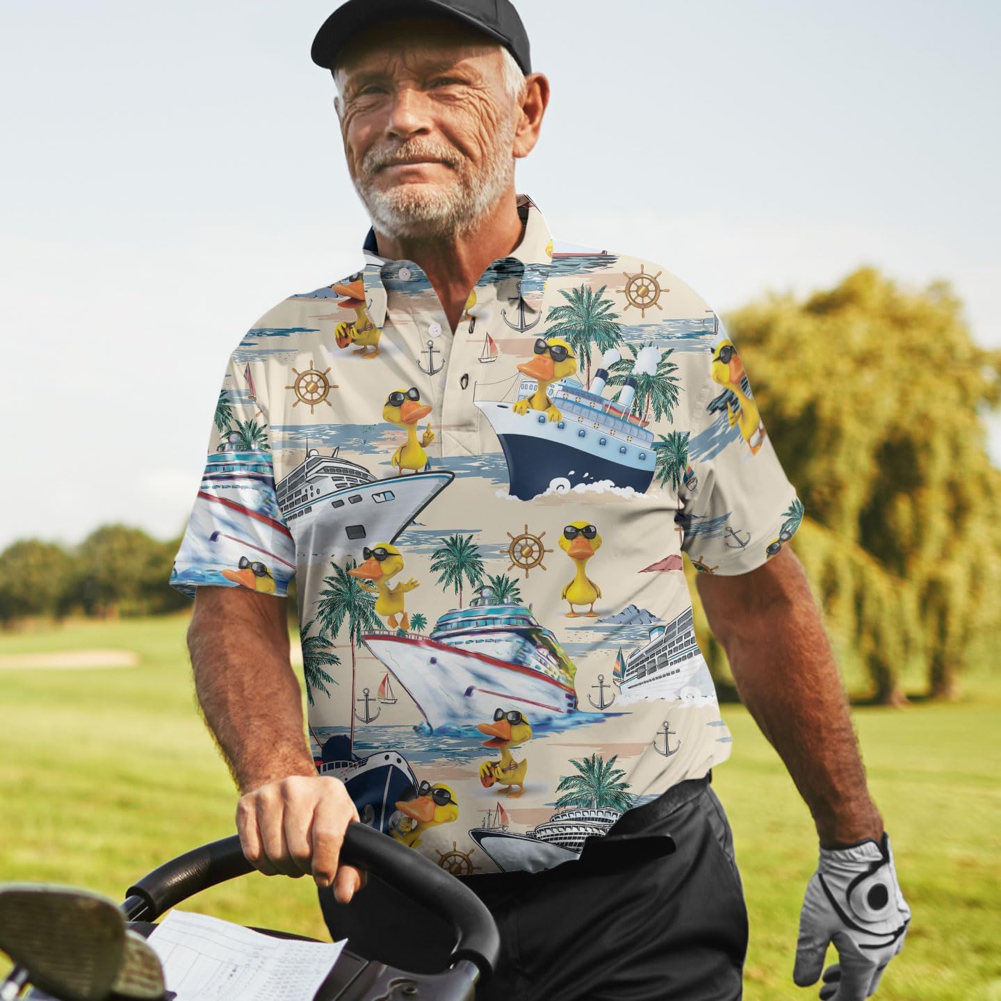 Funny Golf Shirts for Men, Hawaiian Polo Shirts for Men Unisex Casual Shirt Mens Polo Shirts Short Sleeve