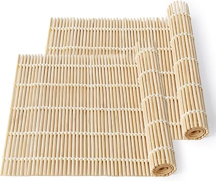 2PCS Bamboo Sushi Rolling Mat, White Sushi roll maker, Sushi making kit, Bamboo Sushi Rolling Mat