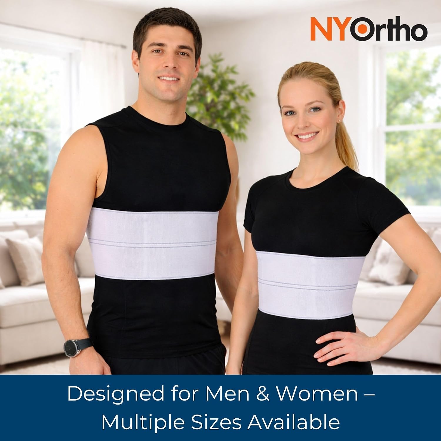 NYOrtho Rib Brace for Women - Chest Compression Wrap for Ribs - Fits 30"- 45" - Broken Ribs Relief - Rib Protector for Cracked, Fractured, Dislocated Ribs - Rib Cage Belt - Made in USA