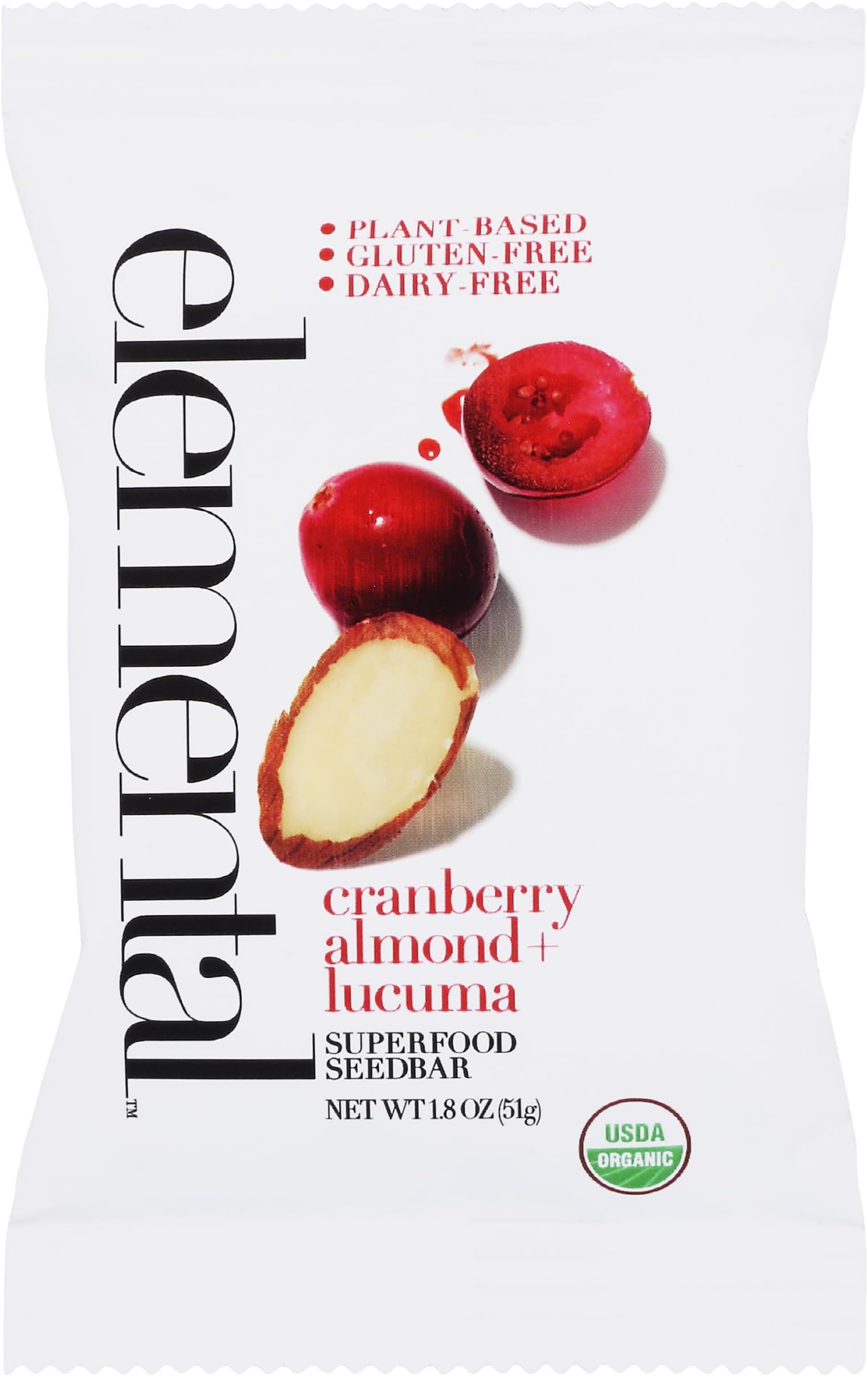 Seedbar, Cranberry Almond + Lucuma, 1.8 OZ EA single bar, Refrigerated Bar, Non-GMO Verified, Organic Ingredients, Gluten-Free, Dairy-Free, Kosher, Plant-Based โฆ