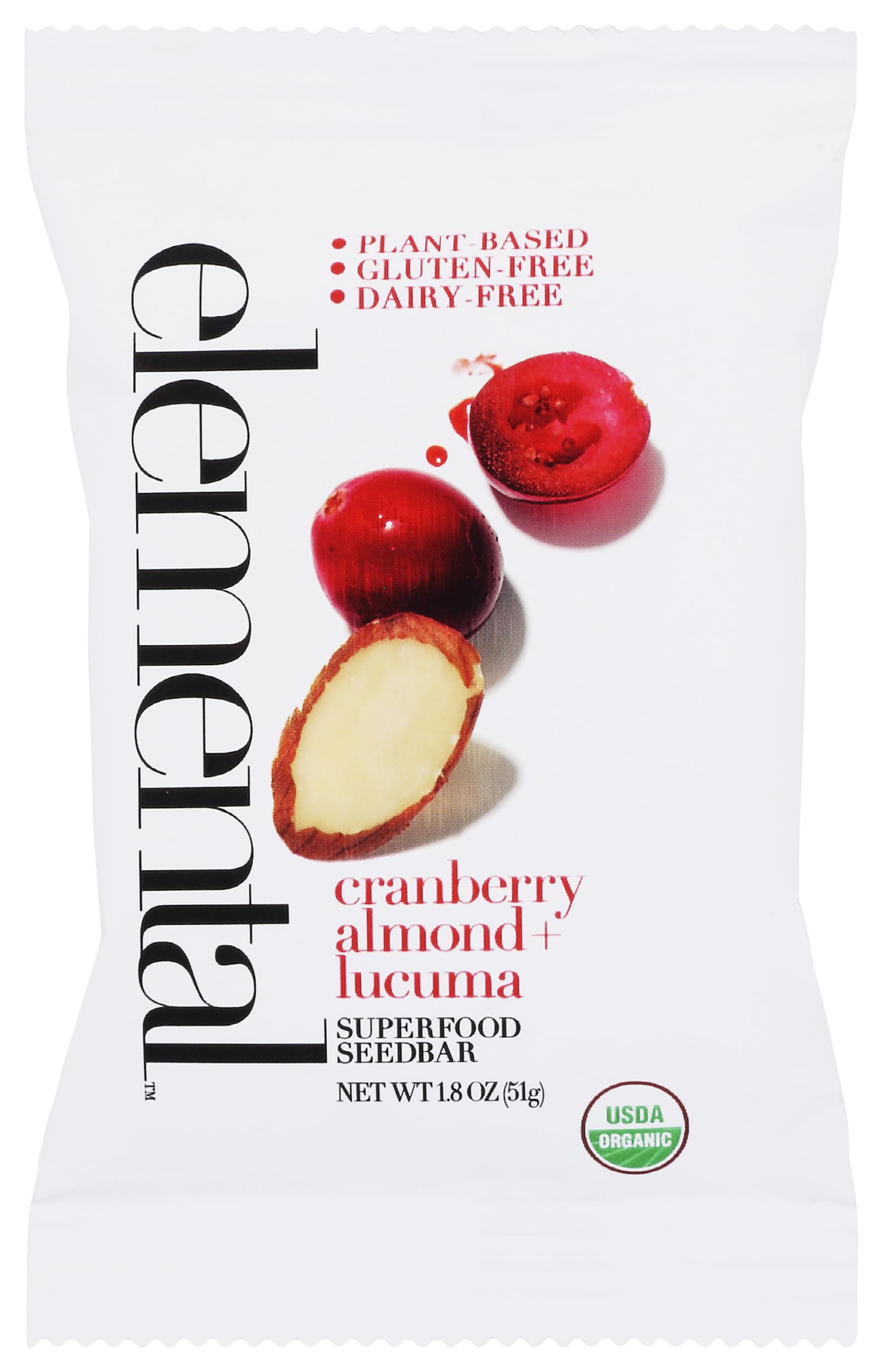 Seedbar, Cranberry Almond + Lucuma, 1.8 OZ EA single bar, Refrigerated Bar, Non-GMO Verified, Organic Ingredients, Gluten-Free, Dairy-Free, Kosher, Plant-Based …