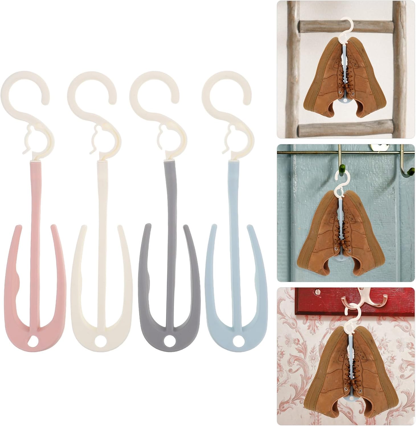 Hanging Shoe Drying Rack 4 Pack Plastic for Slippers and Shoes