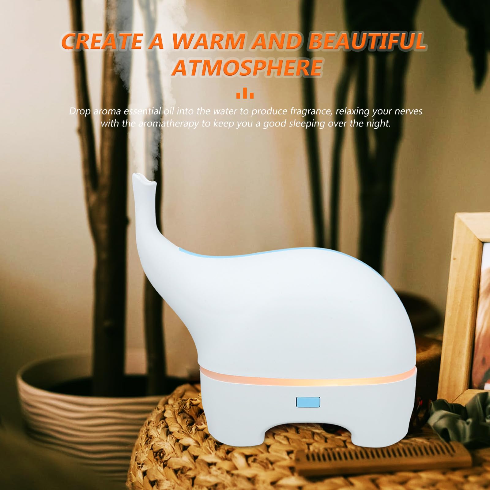 Umidificatore Diffusore Portatile Luce Notturna, Usb, Bianco