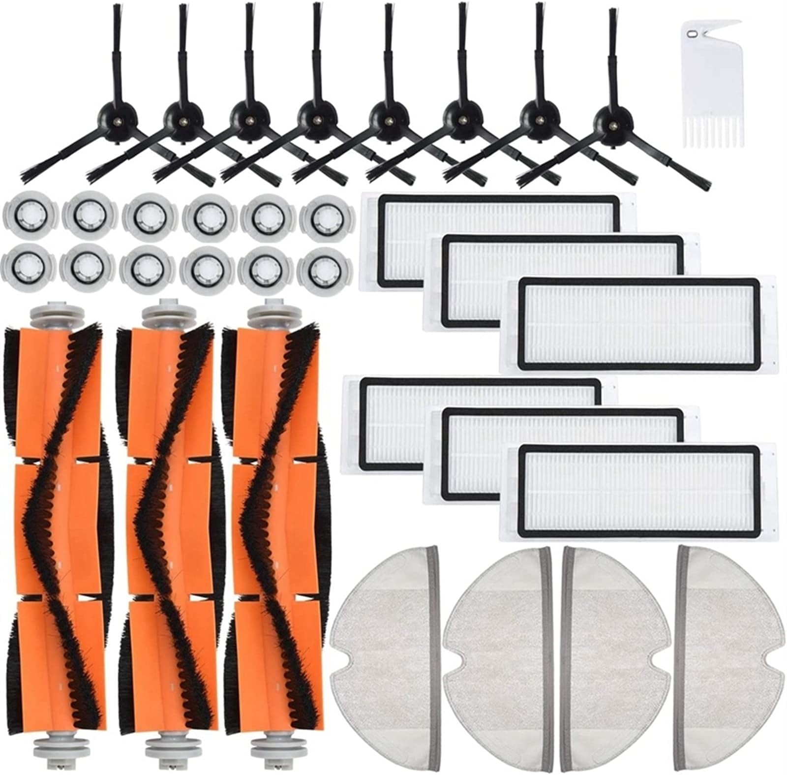 Sweeper Parts 34 Pack Replacement Parts/Fit For Roborock S5 S Max S6 S60 S65 S5 S50 S55 E25 E35 Filter Mop Side Brush Accessories (Color : As shown)