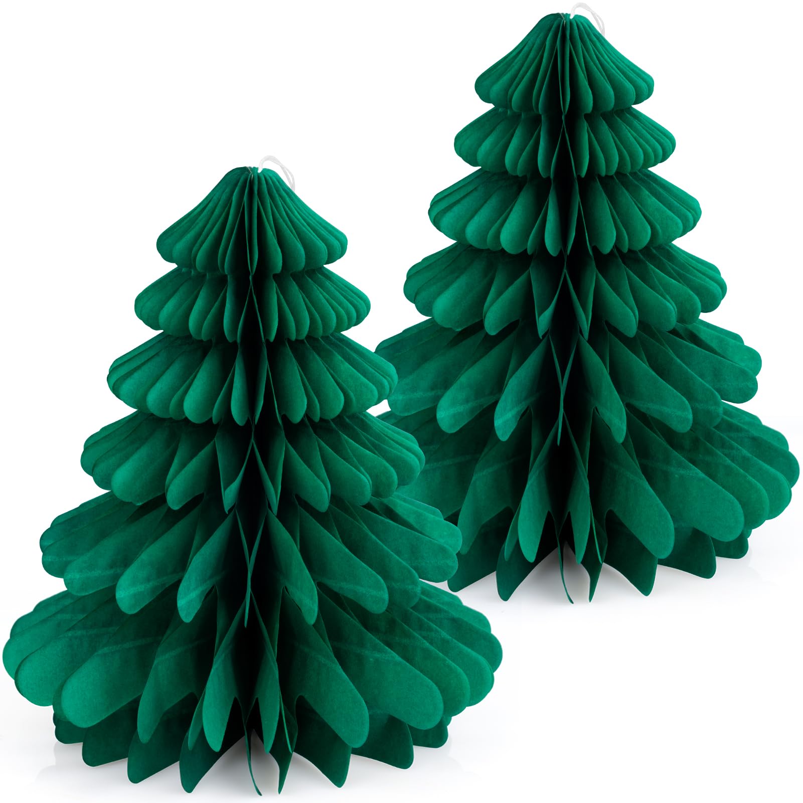 Kiiwah 6 Pcs Paper Christmas Tree Decorations Set, Reusable Christmas Table Decoration Hanging, Vintage Xmas Home Decor for Festival Party Supplies(Green*20cm)