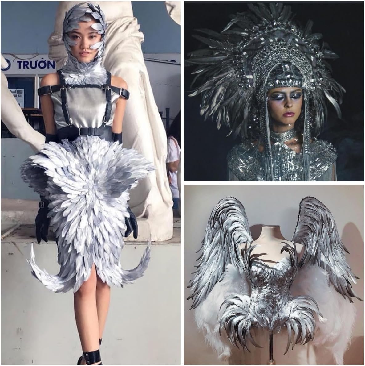 Holmgren Silver Rooster Tail Feathers - 60pcs 12-14inch Long Rooster Tail Feathers Bulk for DIY Crafts Costume and Halloween Party Performances Decoration (Silver)