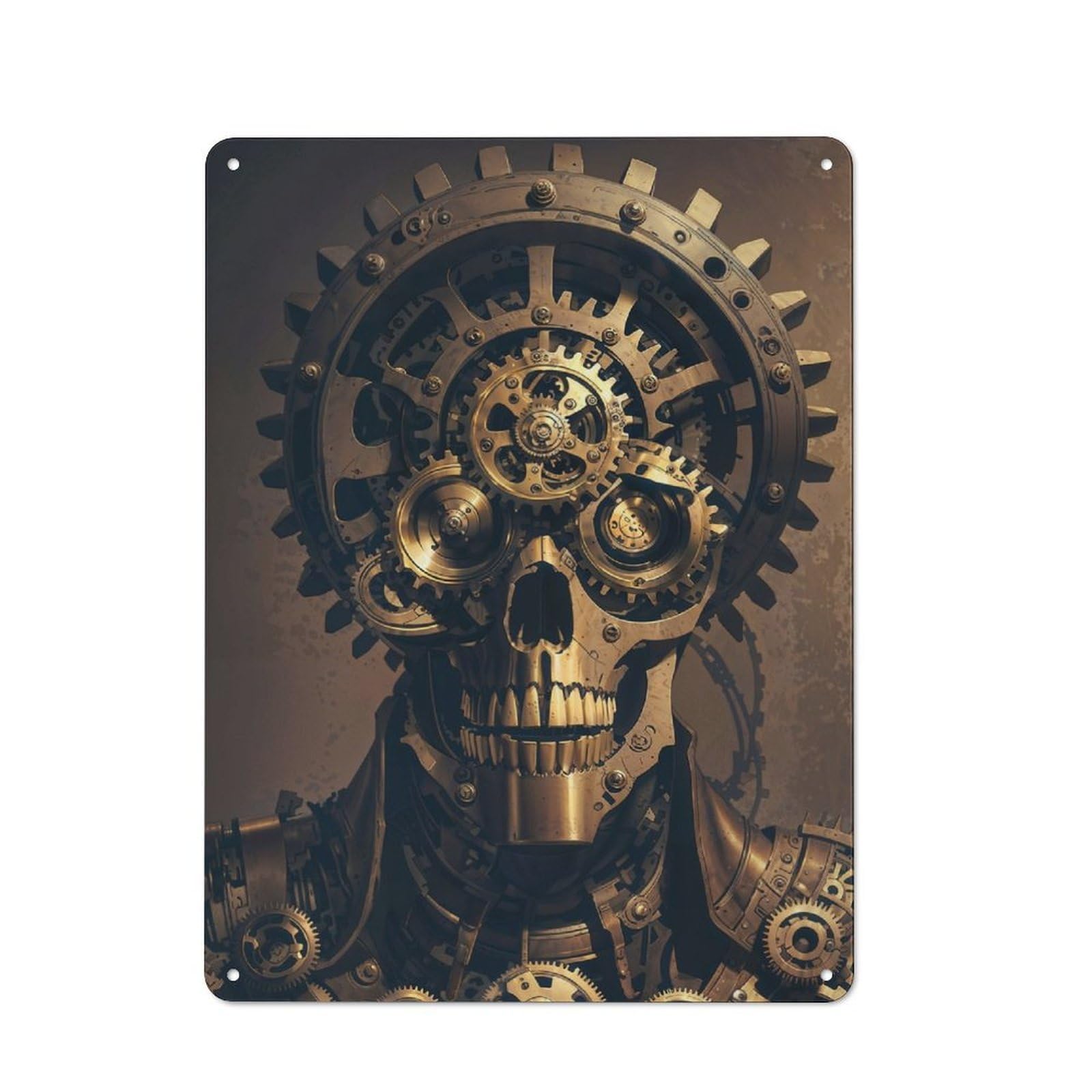 Junmoney Metallic Steampunk Skull For Bar Or Restaurant, Retro Metal Plaque 40X30cm, A Decorative Christmas Gift For Hospitality Decor Collectors