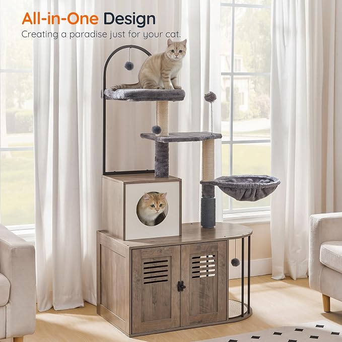 Árbol para Gatos HOOBRO con Caja de Arena y Hamaca miniatura 3