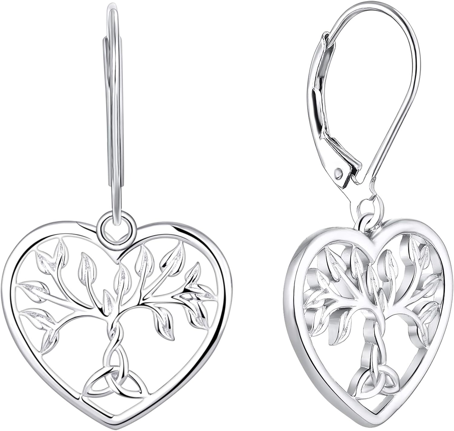 JO WISDOM 925 Sterling Silver Cubic Zirconia Tree of Life Earrings