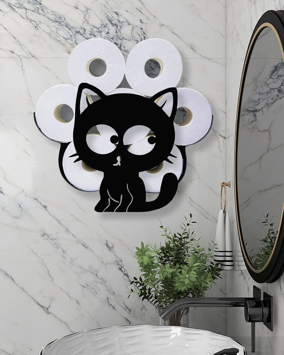 Cat Toilet Paper Holder Shelf, Black Wall Mount Toilet