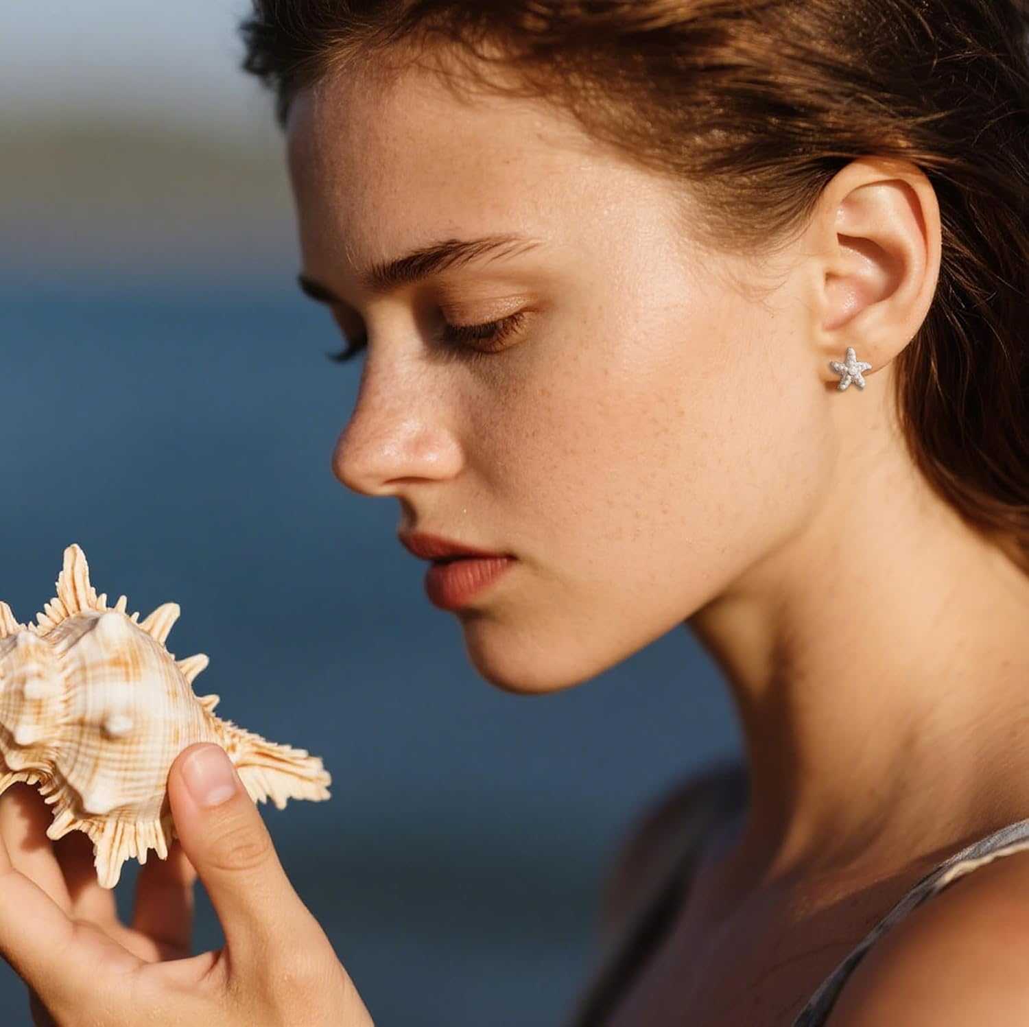 SLUYNZ 925 Sterling Silver Pearls Starfish Stud Earrings for Women Teens Beach Stud Earrings - Image 5