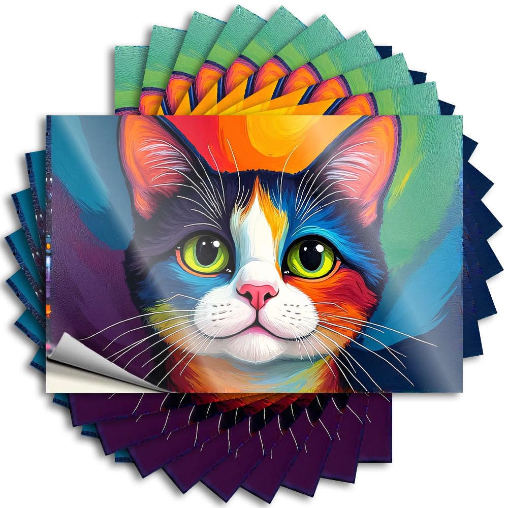 Summer, Decals Laptop A Colorful Painting of A Cat's Face. | Math Books(6X9CM)
