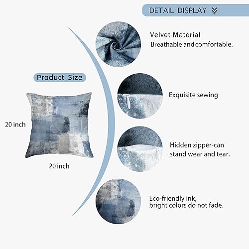 Miniatura 6 de Juego de 2 fundas de almohada abstractas de terciopelo azul marino fundas de cojín decorativas suaves y elegantes para sofá para cama sala de estar