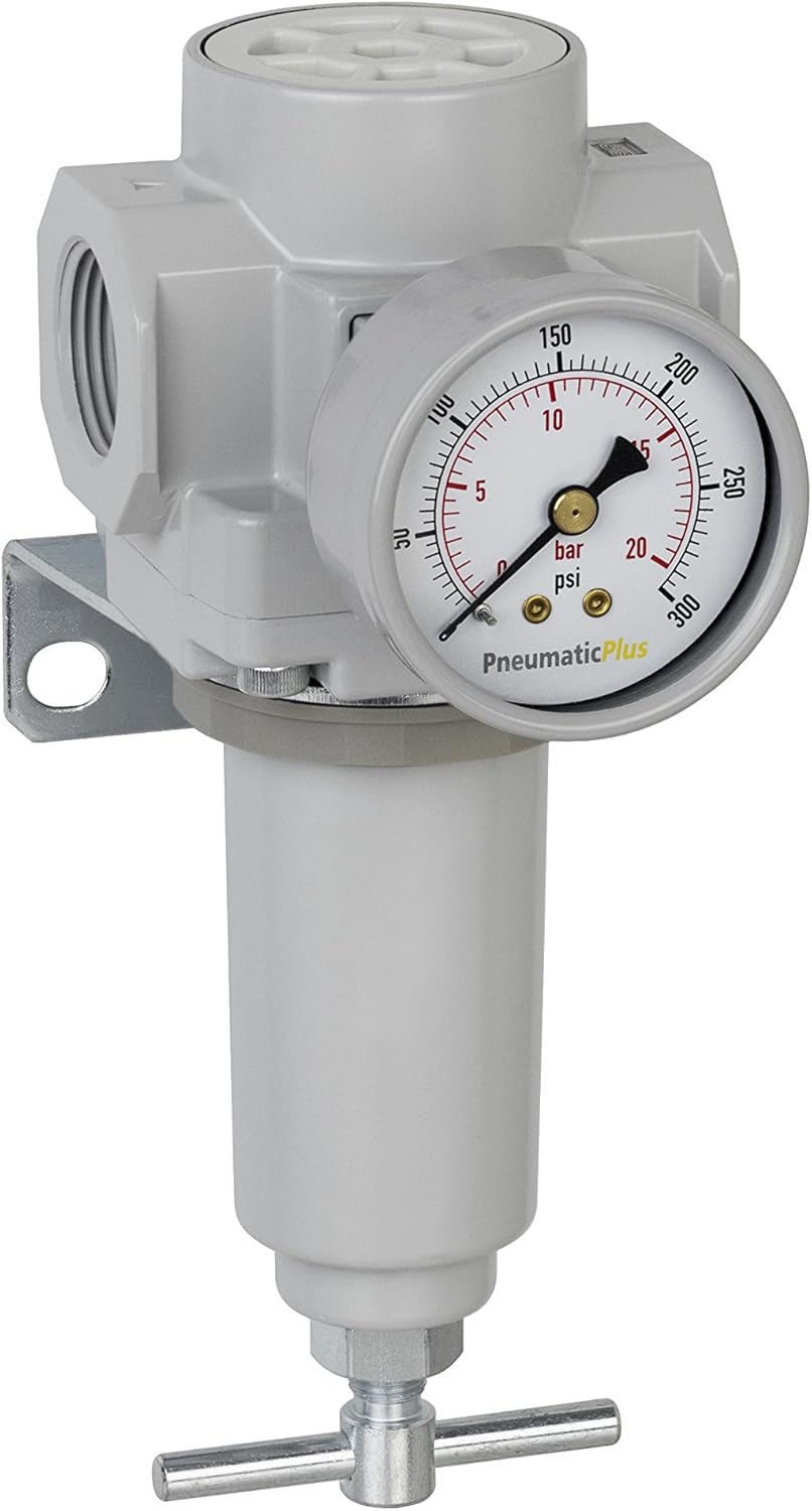 PneumaticPlus SAR400H-N06BG Series Compressed Air High Pressure Regulator- Bracket, Gauge (3/4" NPT)