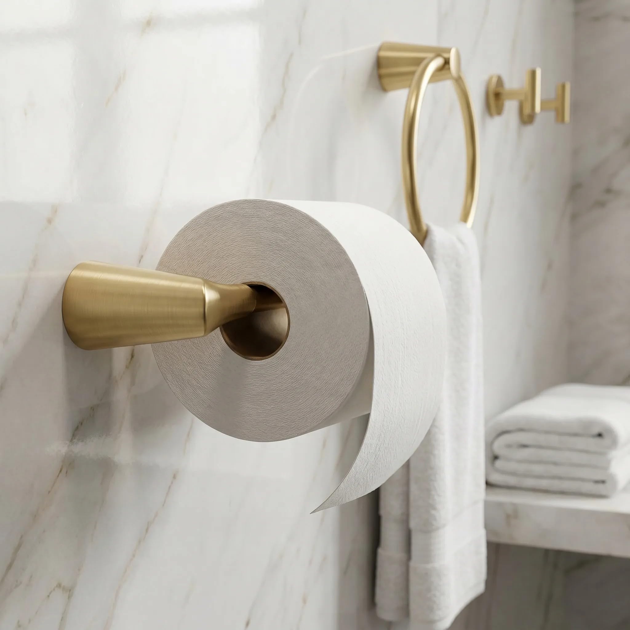 Rea - Portarrollos de Papel higiénico Vibe 16205 - Oro Cepillado - Metal - 7,8 x 22,5 x 3,5 cm
