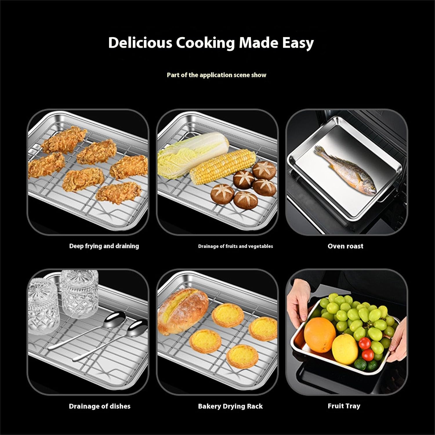 304 Stainless Steel Oven Tray For Cookie Cakes And Bread Food Grade Kitchen Baking Sheet With Even Heat Distribution Stainless Steel Baking Tray For Pastries And Bread