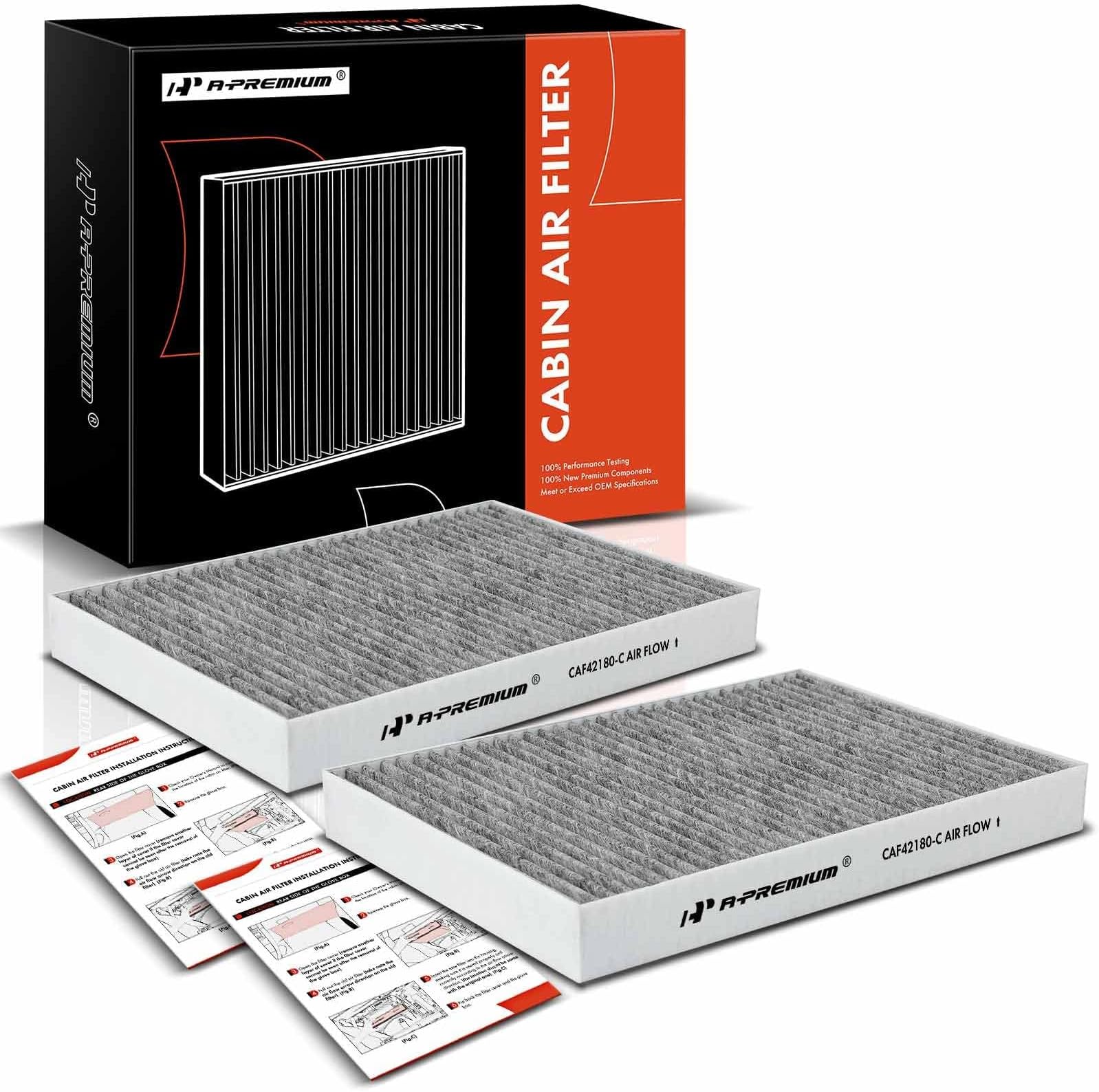 A-Premium 2-PC Cabin Air Filter with Activated Carbon Compatible with Mercedes-Benz S350, S400, S450, S550, S600, S63 AMG, S65 AMG, CL500, CL550, CL63 AMG, CL65 AMG, CLS63 AMG